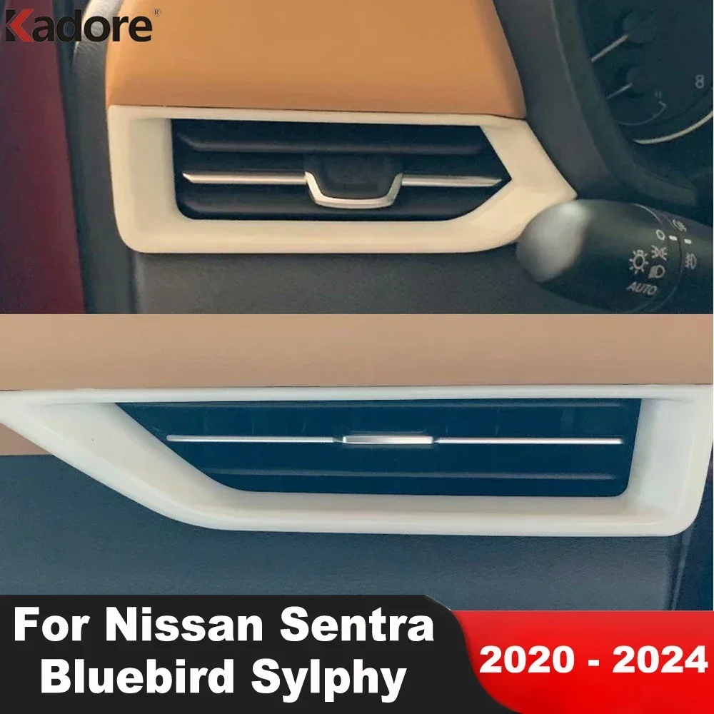 

Car Front Side Air Condition Vent Outlet Cover Trim For Nissan Sentra Bluebird Sylphy 2020-2023 2024 Carbon Interior Accessories