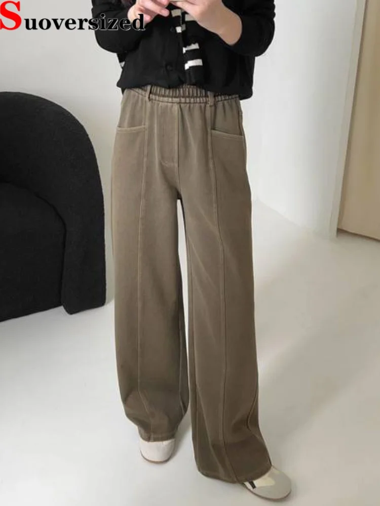 

Эластичные винтажные прямые джинсы, женские повседневные широкие брюки с высокой талией Vaqueros, модная уличная одежда в стиле ретро, новые свободные джинсовые брюки