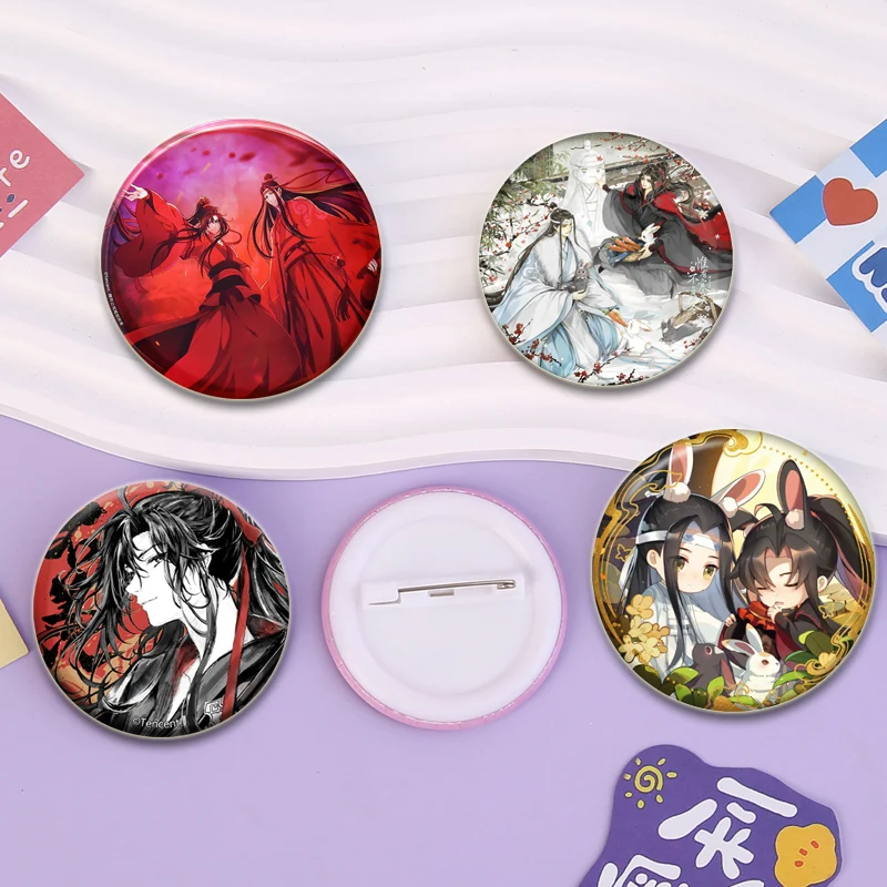 Mo Dao Zu Shi Pins Lan Wangji Wei Wuxian Anime Brooches Lan Zhan Wei Ying Cartoon Badge Backpack Shoes Jewelry Accessories