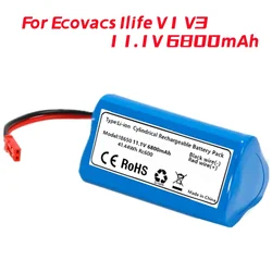 11.1V Battery for Ecovacs Ilife V1 V3 X3 V3 V5 X5 V5S CW310 CEN250 Robot Vacuum Cleaner Battery Triangular battery 6800mAh