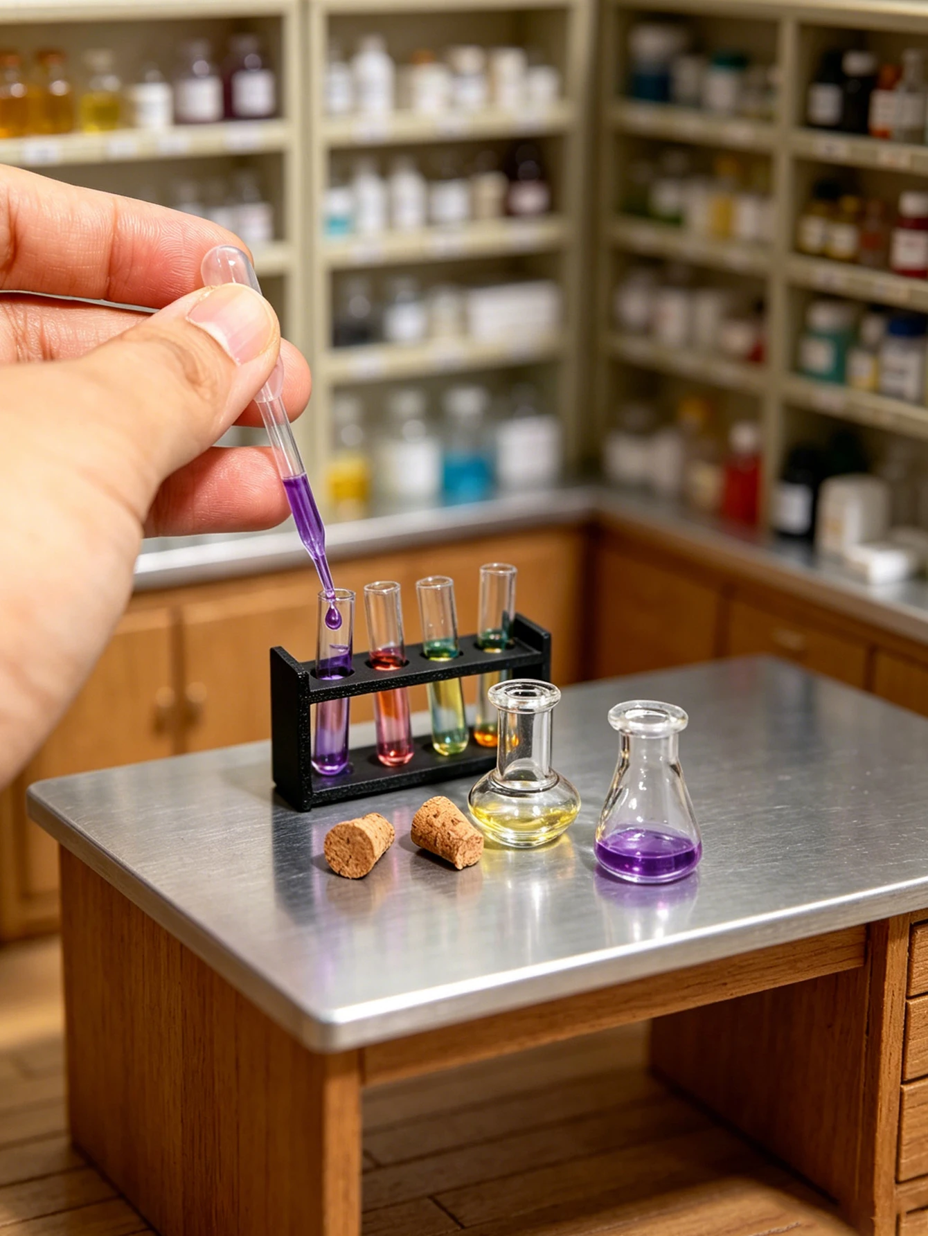 Ein Miniatur-Experimentierset-Dekorationsstück, geeignet für 1/6, 1/12 Puppenhäuser, Fotografie-Requisiten, Mikrolandschaftsdekorationen, Miniaturdekorationen, kleine Geschenke, Werbegeschenke, Heimdekorationsfiguren – Detail 1