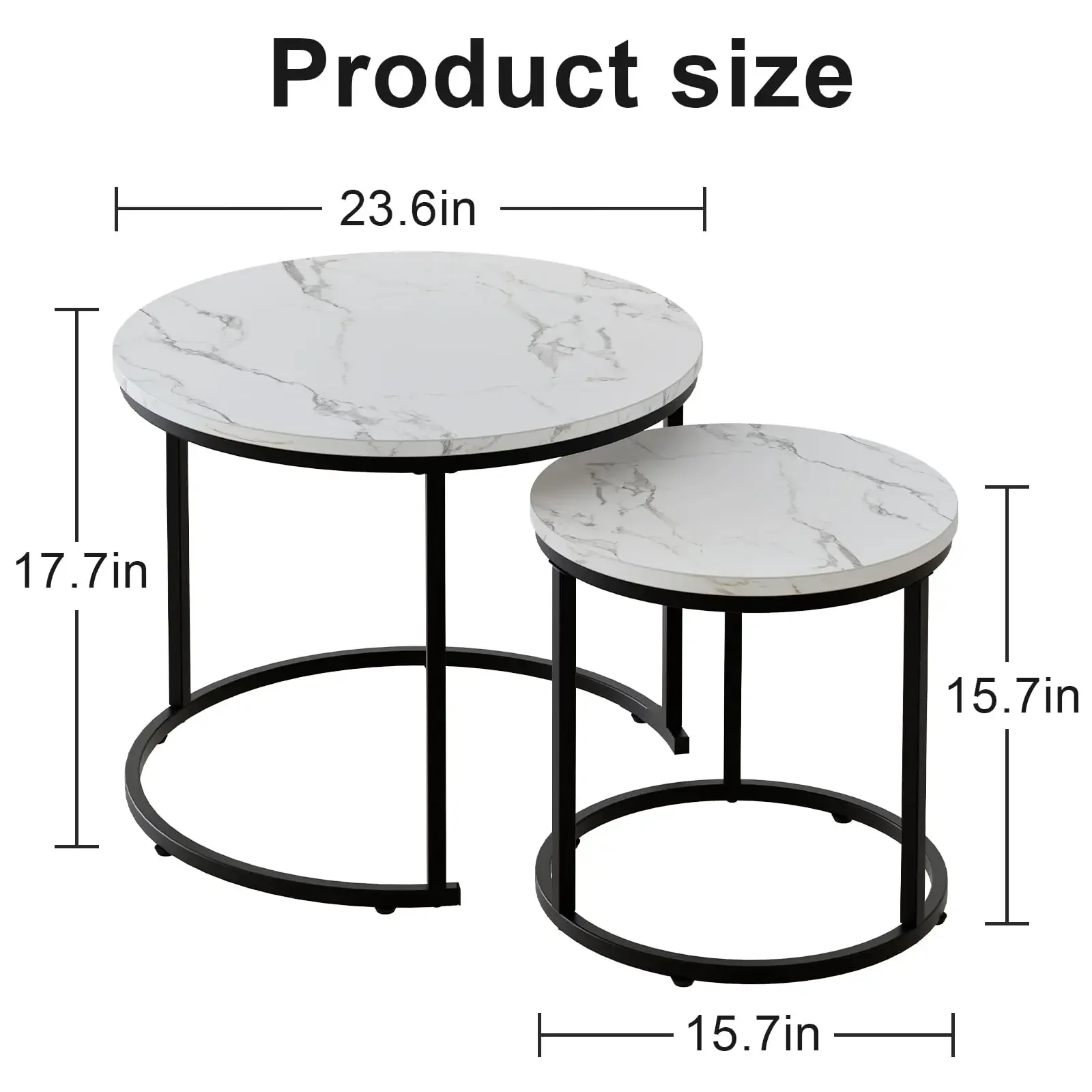2026 Nesting Coffee Table Set Of 2 Round Coffee Table Wooden Marble Pattern Side Table For Living Room Bedroom