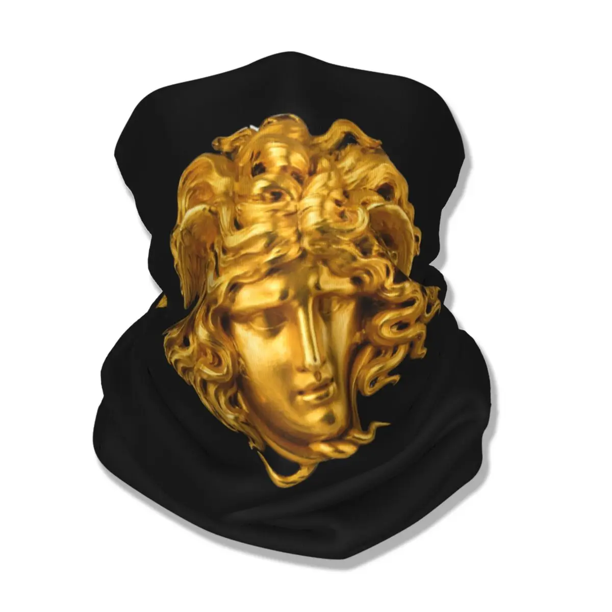 Elegant And Chic French Golden Haired Bandana Neck Cover Mythological Greek Medusa Face Scarf Warm Headband Fishing Unisex Adult