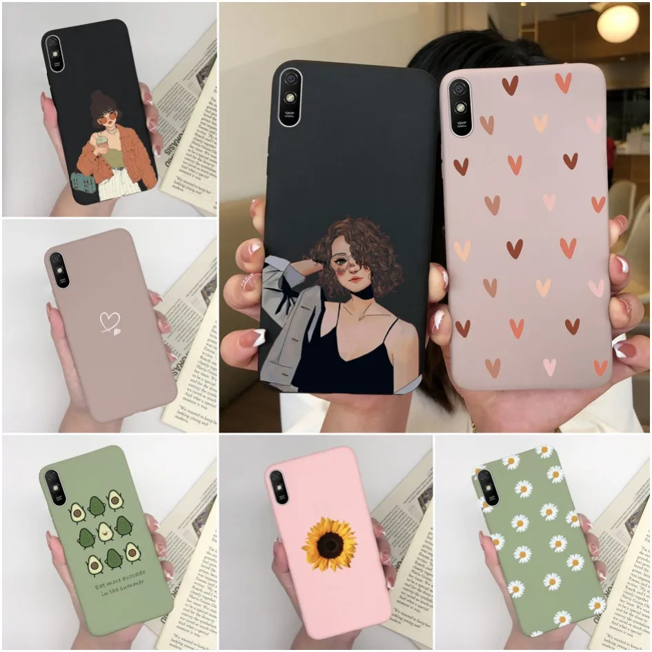 Case For Xiaomi Redmi 9 9A 9C 9 CLuxury Cute Avocado Girl Flower Matte Back Cover For Xiaomi Redmi9 Redmi9 9 A 9c Coques Fundas