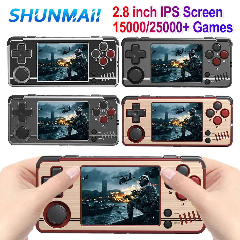 MIYOO PS1 Pocket Video Player 2.8 inch IPS 2.4G WiFi Linux System included 15000/25000+ Games 64G/128G Card for Kids Adults