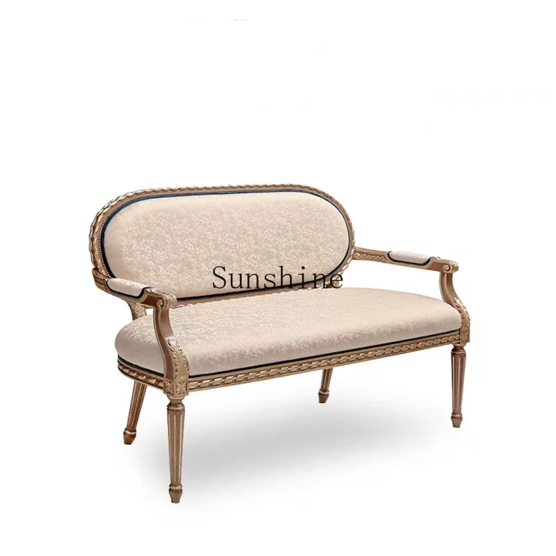 

French retro balcony bedroom back chair carved solid wood chair