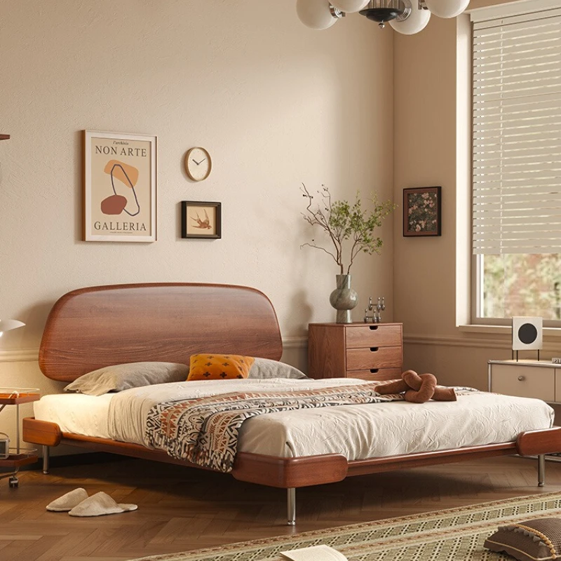 

French all solid wood bed retro no bedside simple tatami 1.5