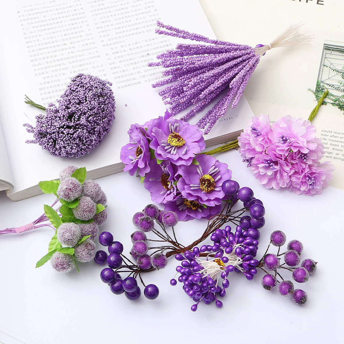 Mixed purple Artificial Flower Stamen Flower stamen DIY Christmas Wreath Wedding Party Home Gift Box Decoration Accessorie