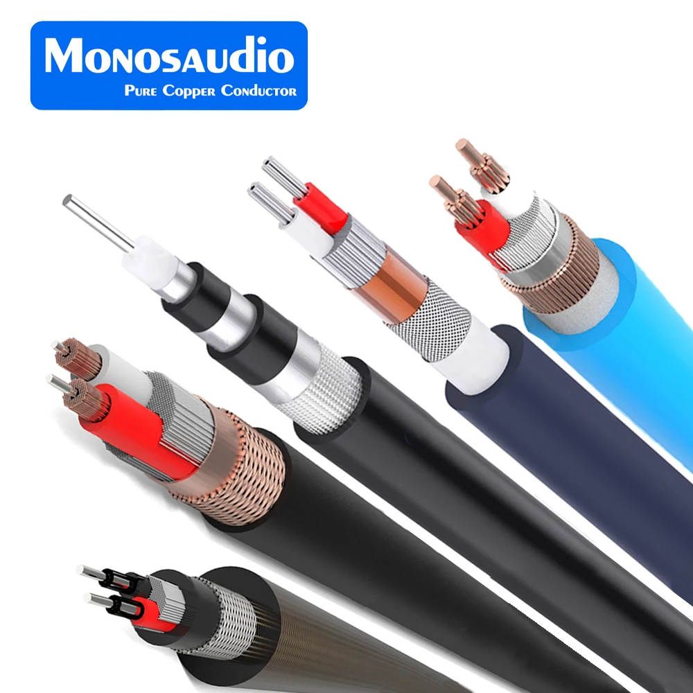 Monosaudio PS75 Signal Bulk Cable OFC/Pure Silver/ Silver Plated Interconnect Bulk Cable Hifi Audio RCA Cable Balance XLR Line