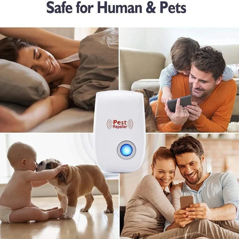 Ultrasonic Pest Repeller EU Plug Insects Electronic Pest Repellent 360° Indoor Efficient Controls Spiders Repeller For Home