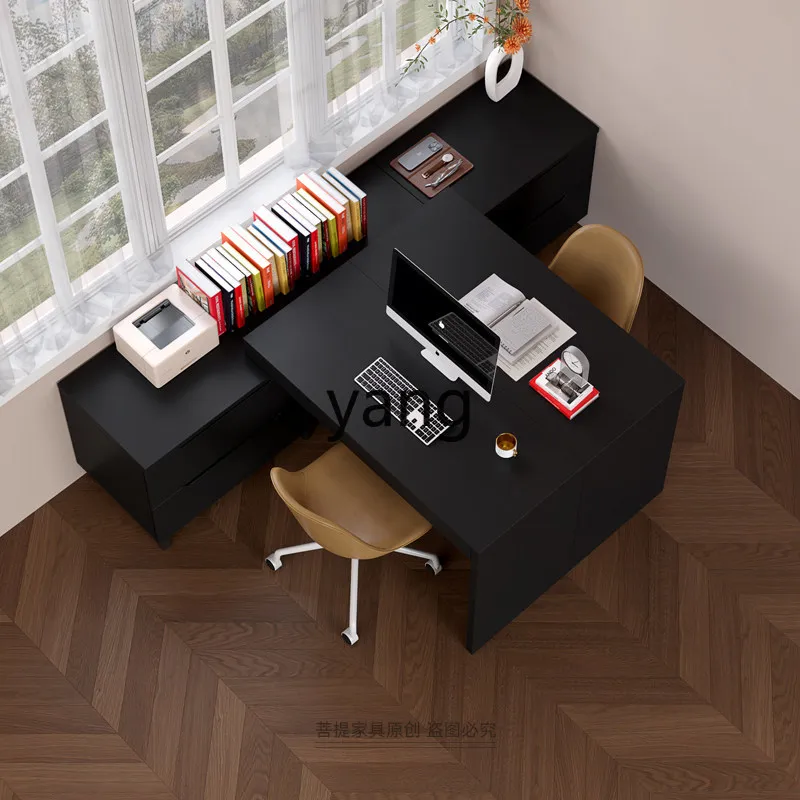 LMMM  Modern Minimalist Corner Double Desk Desktop Computer Desk File Cabinet Integrated Writing Desk