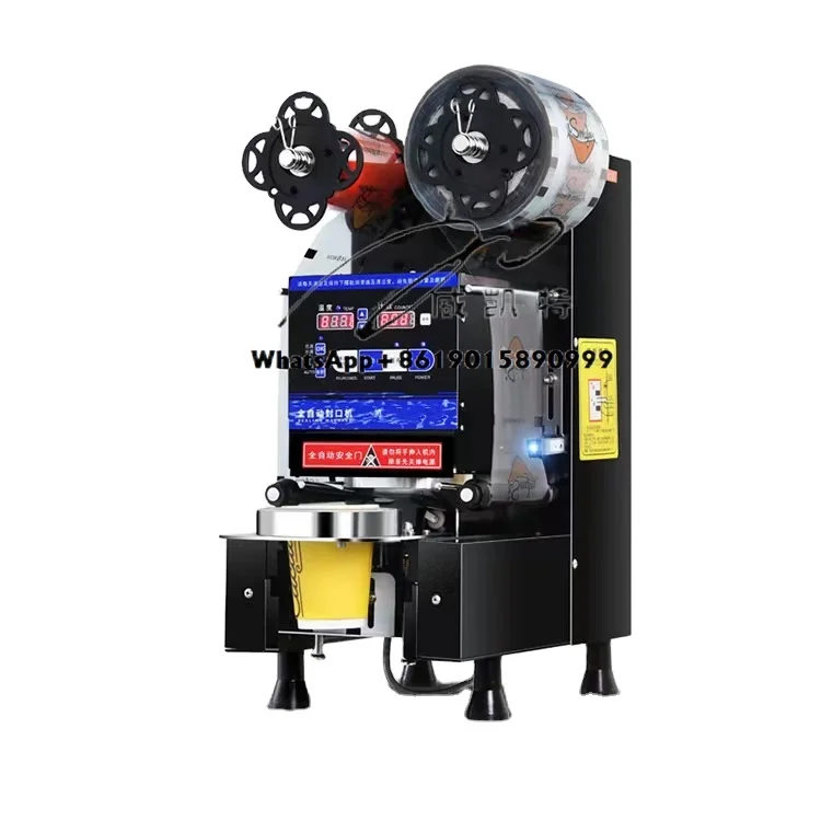 

50-90PCS/MIN Fully Automatic Paper Milk Tea Coffee Yogurt Juice Boba Bubble Tea Plastic Sealer Cup Sealing Machine