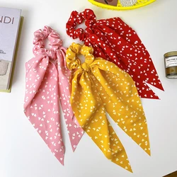 Top Sale Women Girls Elastic Hair Bands Bow Long Ribbon Ponytail Scarf Hair Tie Scrunchies