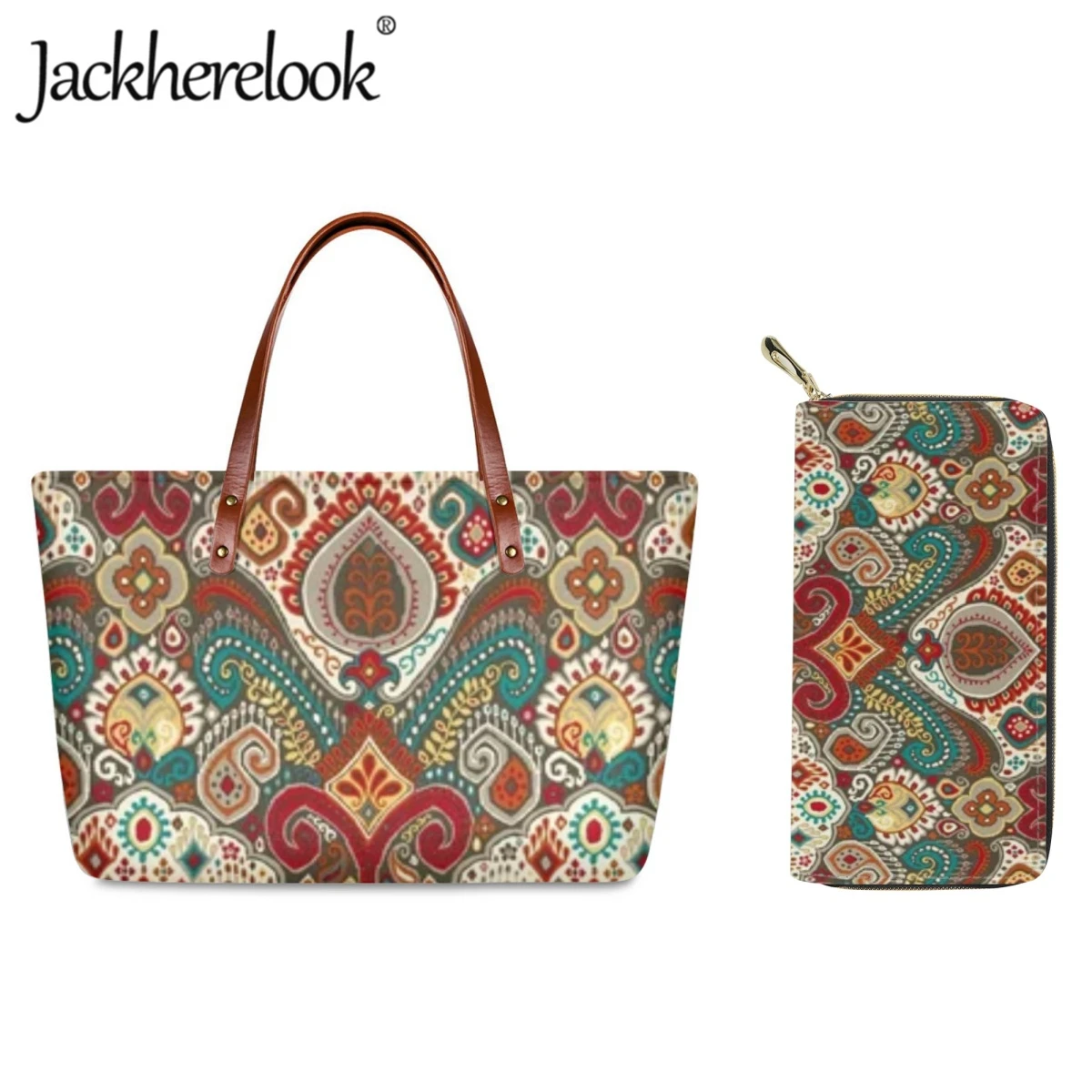 

Jackherelook Ladies Handbags Indian Retro Totem Print Soft Women's Tote Bag Schoolgirl Casual Large Capacity Shoulder Bag Wallet