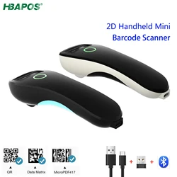 Scanner de código de barras hba-w6, sem fio, 1d/2d, cmos, usb, bluetooth, mini leitor qr bolso, para ios, android, windows, pagamento móvel