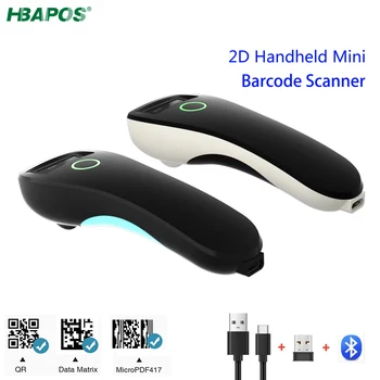 Scanner de codes-barres HBA-W6 sans fil 1D/OJ CMOS Scanner USB Bluetooth Mini lecteur QR de poche IOS Android Windows pour le paiement mobile