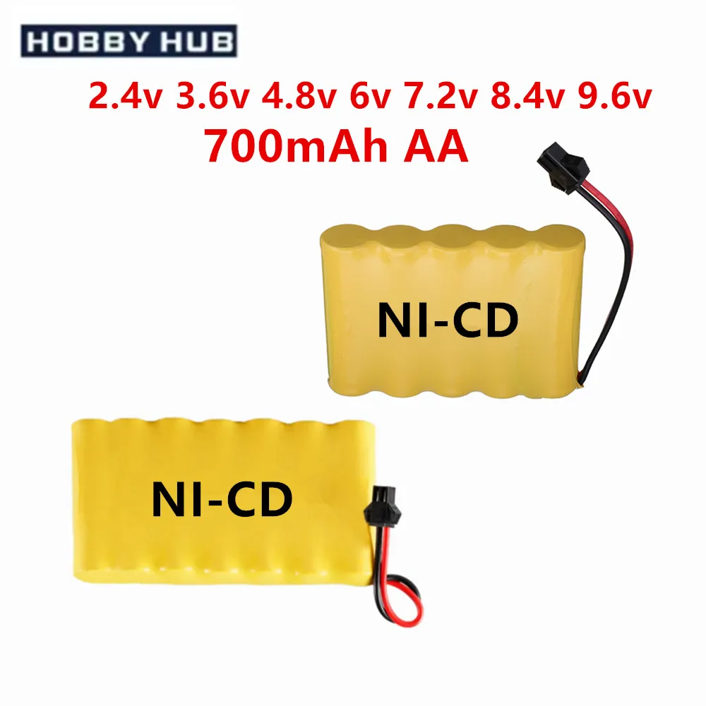 Hobby HUB 4,8 В 6 В 7,2 В 9,6 В NiCD аккумулятор для радиоуправляемых игрушек, автомобилей, танков, роботов, лодок, пистолетов, Ni-CD AA 700 мАч, 1000 мАч, аккумуляторная батарея