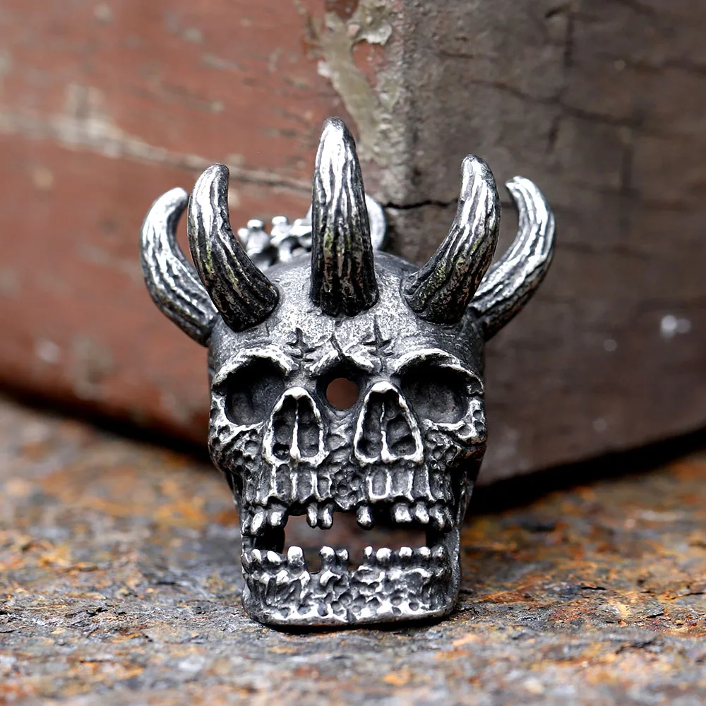 Neue trend ige 316l Edelstahl Gothic Death Doppels chädel Kopf Anhänger für Männer Halloween cool Punk Biker Schmuck Geschenk