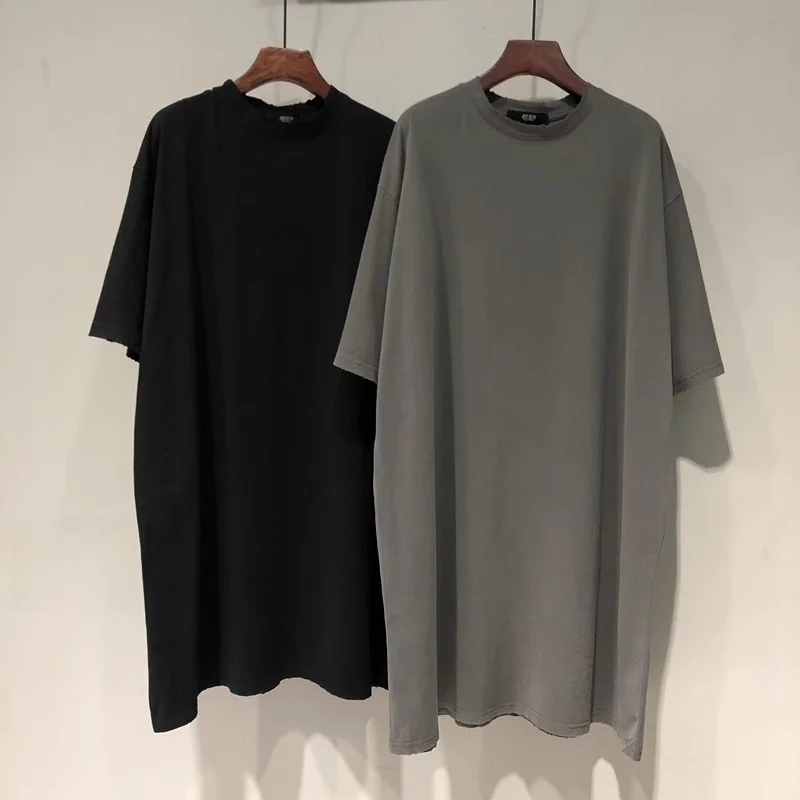 

plus Size 300 Pou Summer New Pure Color Simple Sle Loose Long ort Sve T-irt Women's T-Skirt Korean Version Cotton