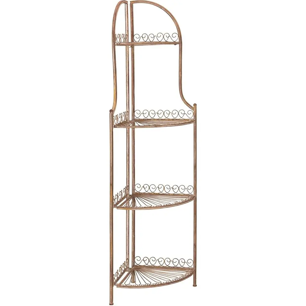 

4 Tier Rusty Orange Wrought Iron Outdoor Shelving Unit