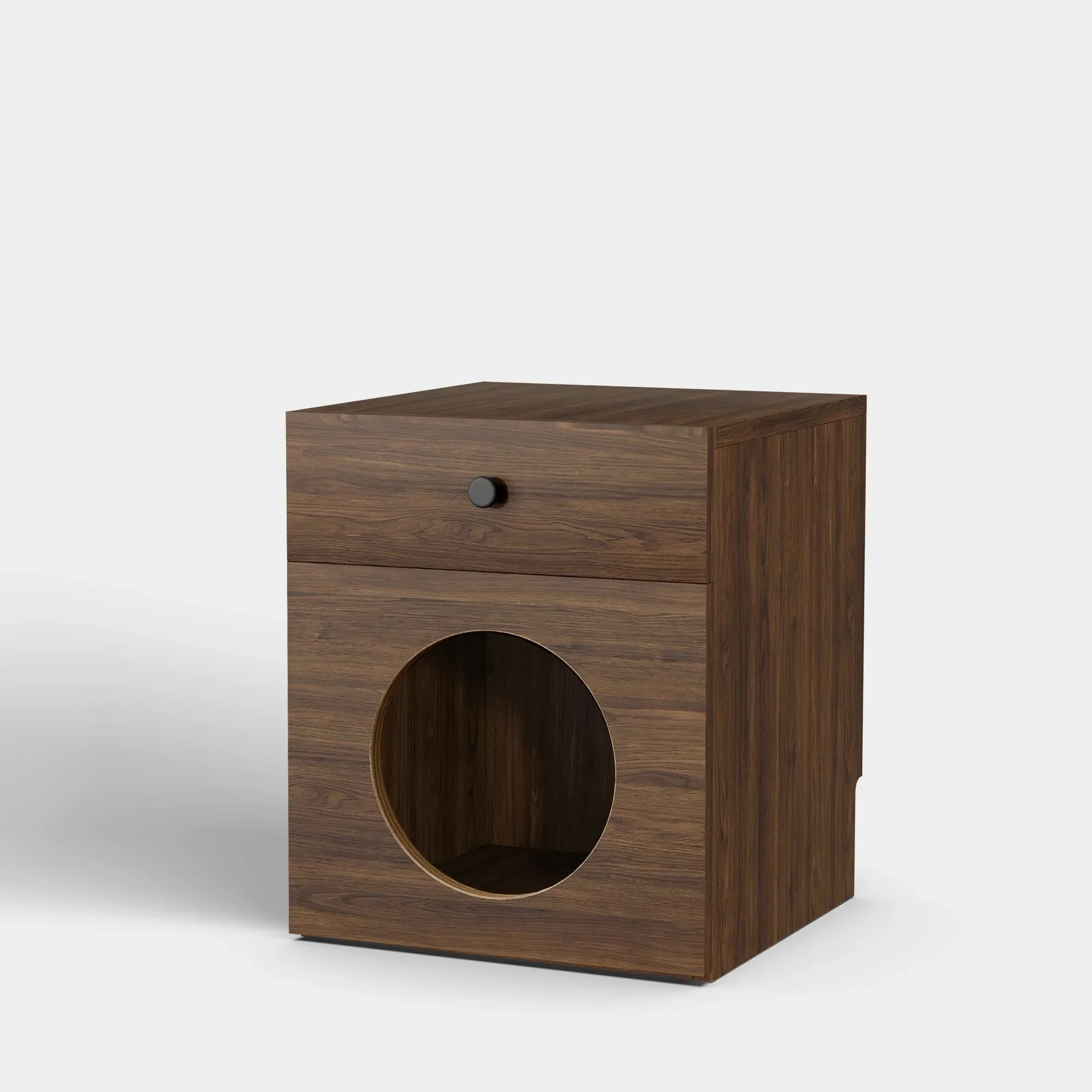 

Современная коричневая деревянная прикроватная тумбочка в деревенском стиле с ящиком для хранения кошачьего домика, мебель для домашних животных