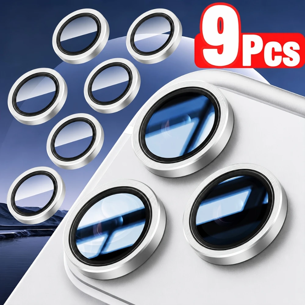 NNBILI 9pcs Camera Lens Protector for iPhone 17 16 15 14 13 12 Pro Max 17, Tempered Glass Screen Protector High-Quality Glass