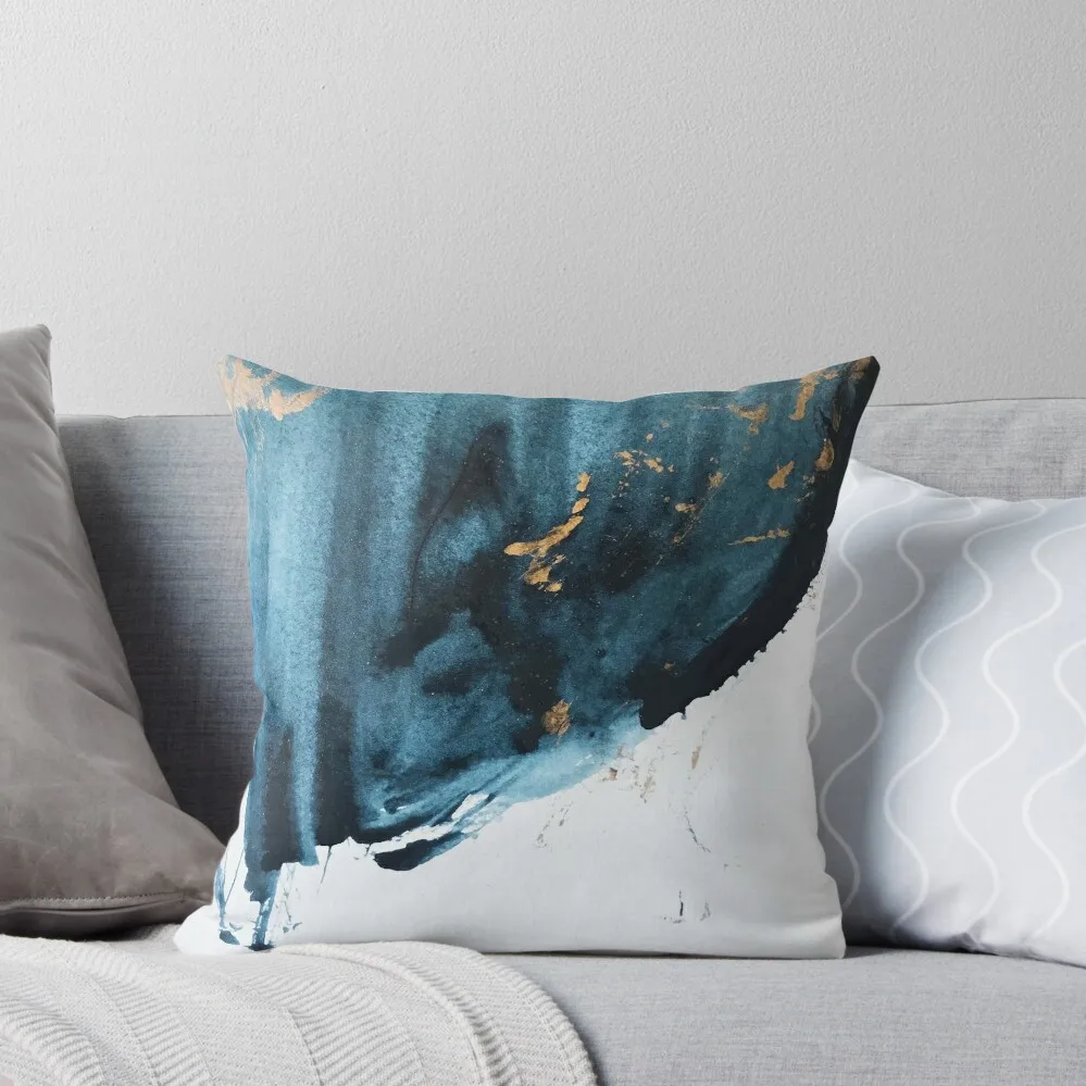 

Sapphire and Gold Abstract by Alyssa Hamilton Art Throw Pillow Pillow Cases Decorative pillow