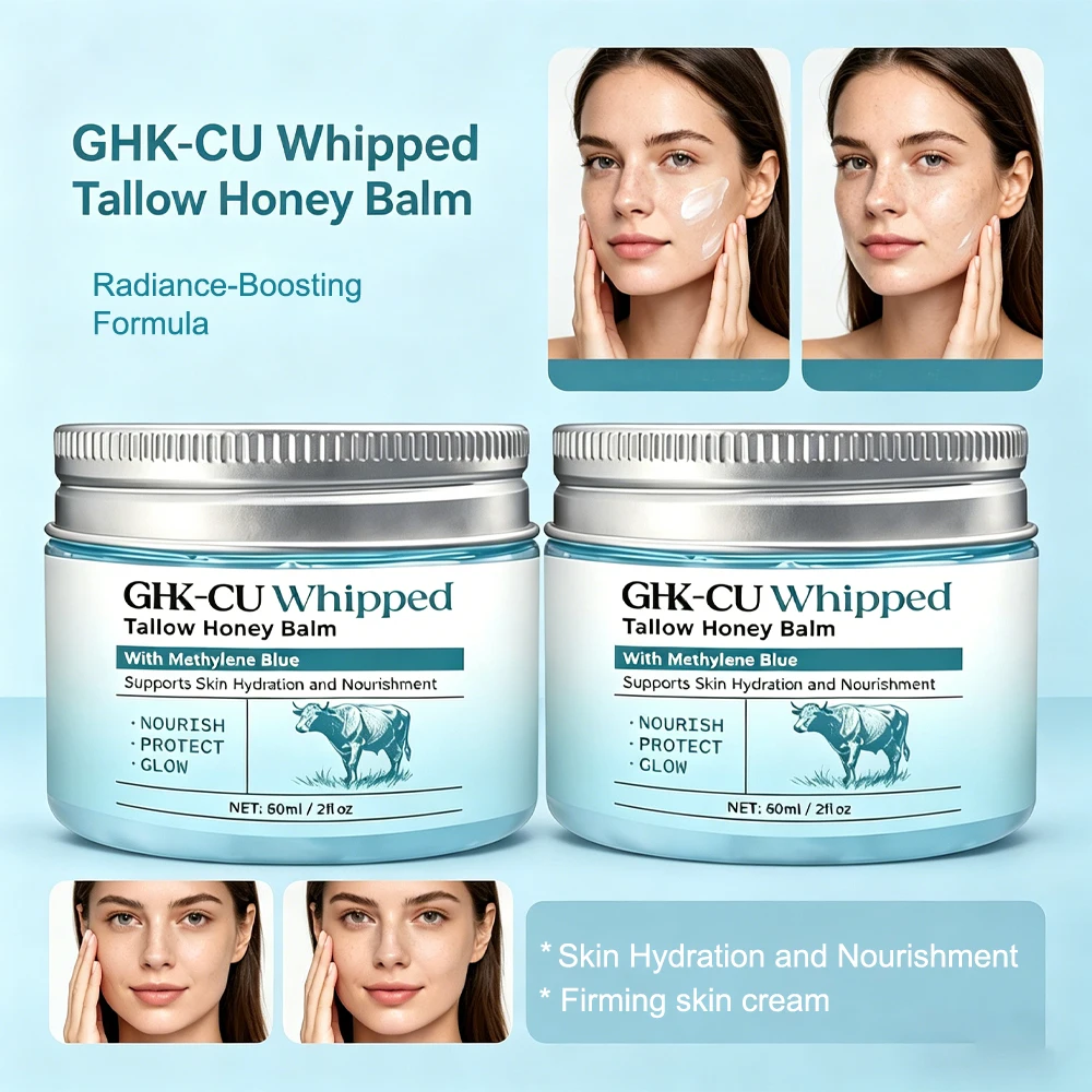 Copper Peptides GHK-Cu Beef Tallow for Skin, Blue Balm with Copper Peptides, Manuka Honey & Vitamin E, Natural Face Moisturizer