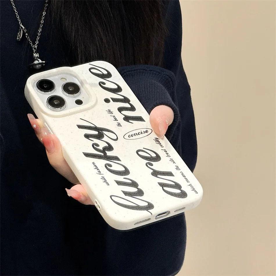 Biodegradable Wheat Phone Case For iPhone 15 14 Plus 13 12 11 Pro Max XR XS Max 6 7 8 Plus Fashion INS Letter Print Soft Cover image 4