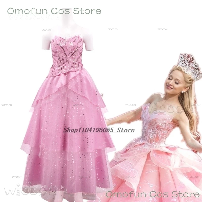 Wicked Glinda Cosplay Witches Costumes Clothes 2024 Movie Party Role-playing Princesses Pink Suit Dress Ball Gown Robe Hat