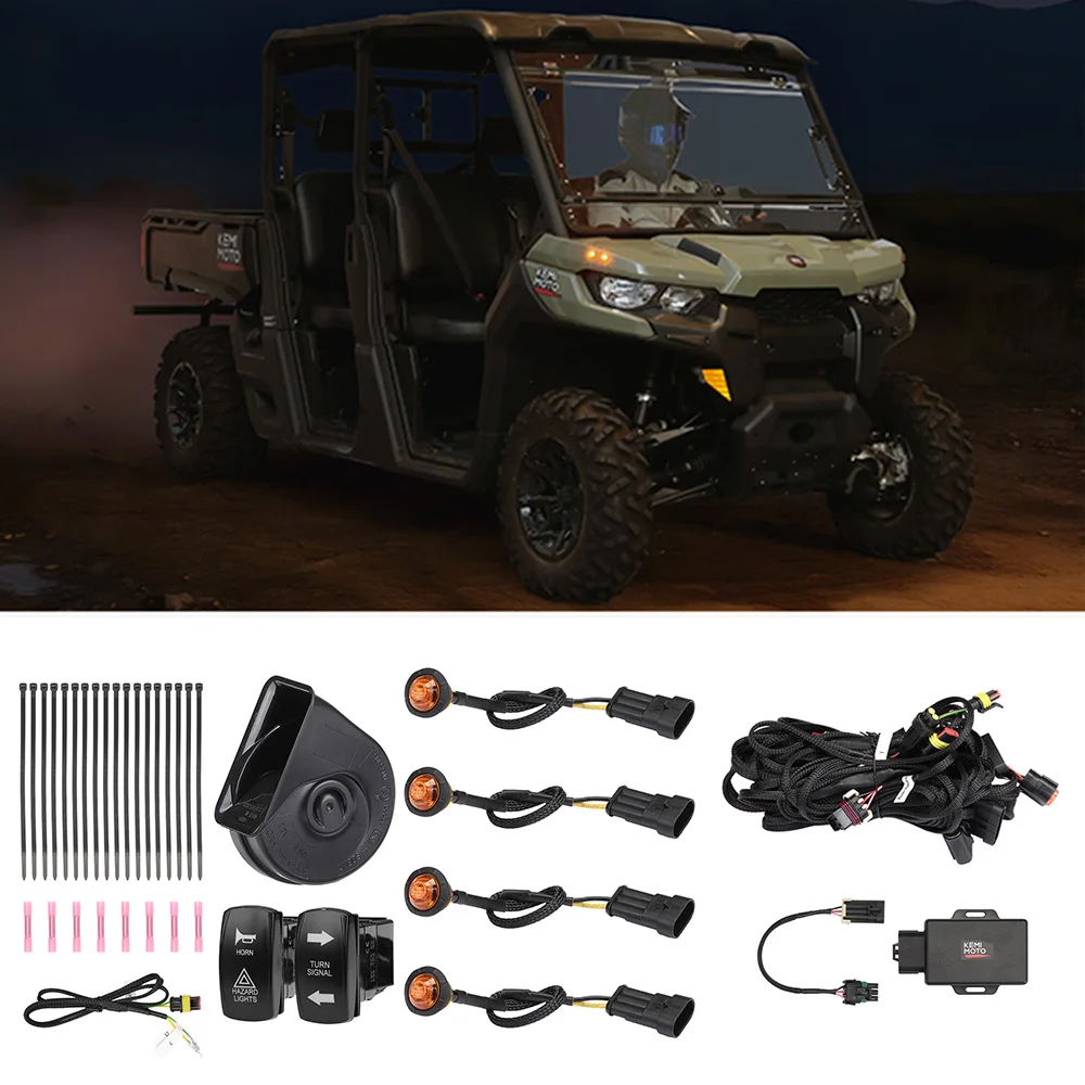 

Turn Signal Kit with 110DB Horn For Can-Am Defender MAX HD 5/7/8/9/10 2020+ UTV Blinker with Self-Canceling Hazard Light