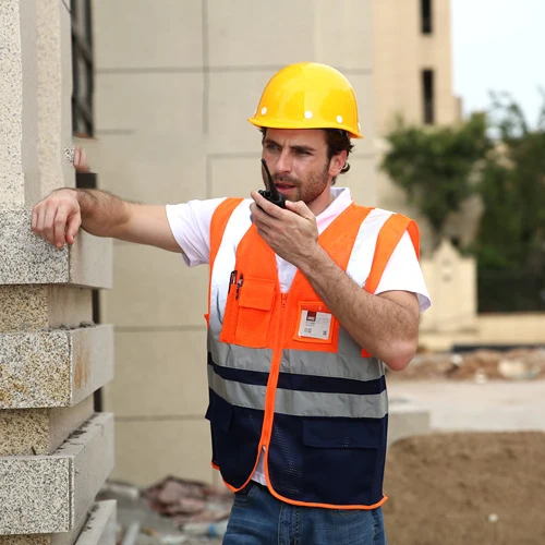 Mesh Work Vest Traffic Riding Vest with Multi-pocket and Zipper