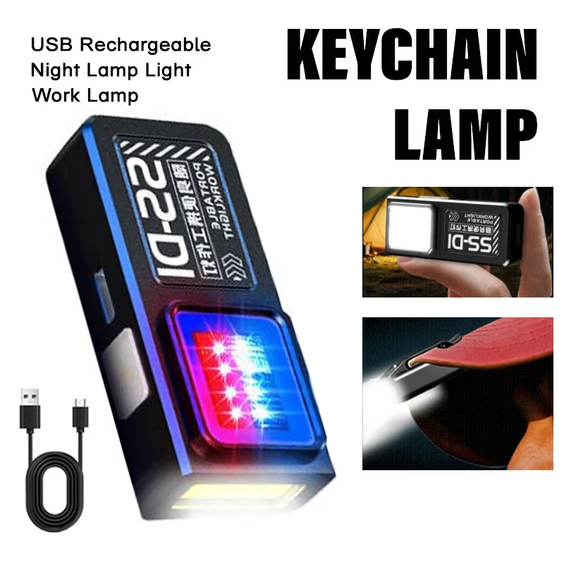Powerful Mini COB LED Flashlight Type-C Rechargeable Portable EDC Pocket Torch Flood Work Lantern with Clip Magnet for Emergency