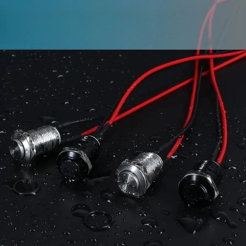 5 Stück 12mm Rundkopf-Drucktastenschalter aus Edelstahl, 1NO (normalerweise offen) mit vorgelötetem Kabel für Auto und Boot – Detail 4