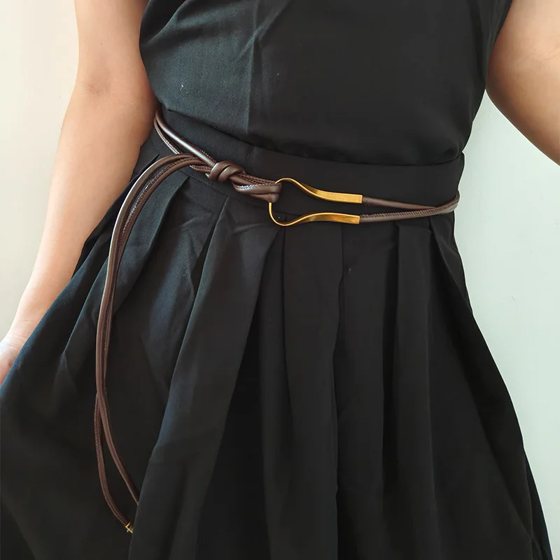 New Female Waist Chain Thin Belt Simple Decoration Tie With Dress Long Waist Rope Knotted Vintage Dresses String Waistband
