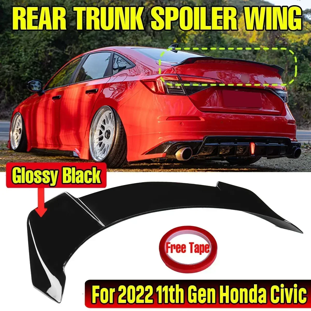 Car Rear Spoiler Wing Lip Extension For Honda Civic 11th 4 Door Sedan 2022 Up Rear Trunk Spoiler Lip Boot Wing Lip Body Kit