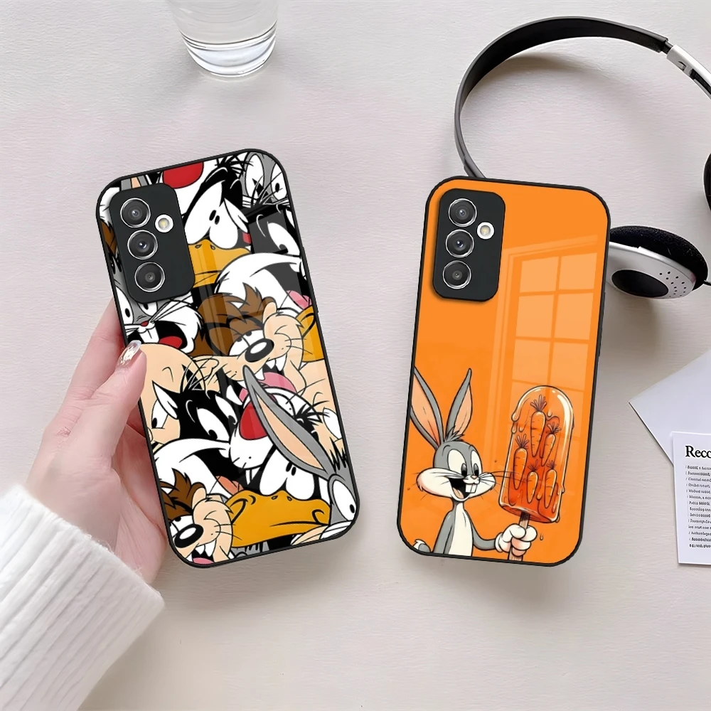 B-Bugs B-BunnyES Phone Case Glass for Samsung Galaxy S24 S22 S23 S20 S21 Ultra Fe Plus A24 A52 A34 A54 A53 M54 Coque