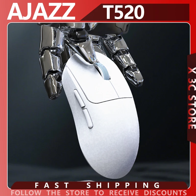 

Ajazz T520 Gaming Mouse Wireless 3Mode PAW3395 Carbon Brazing Shell Lightweigh Office E-sport Mouse Custom Accessory FPS Gamer