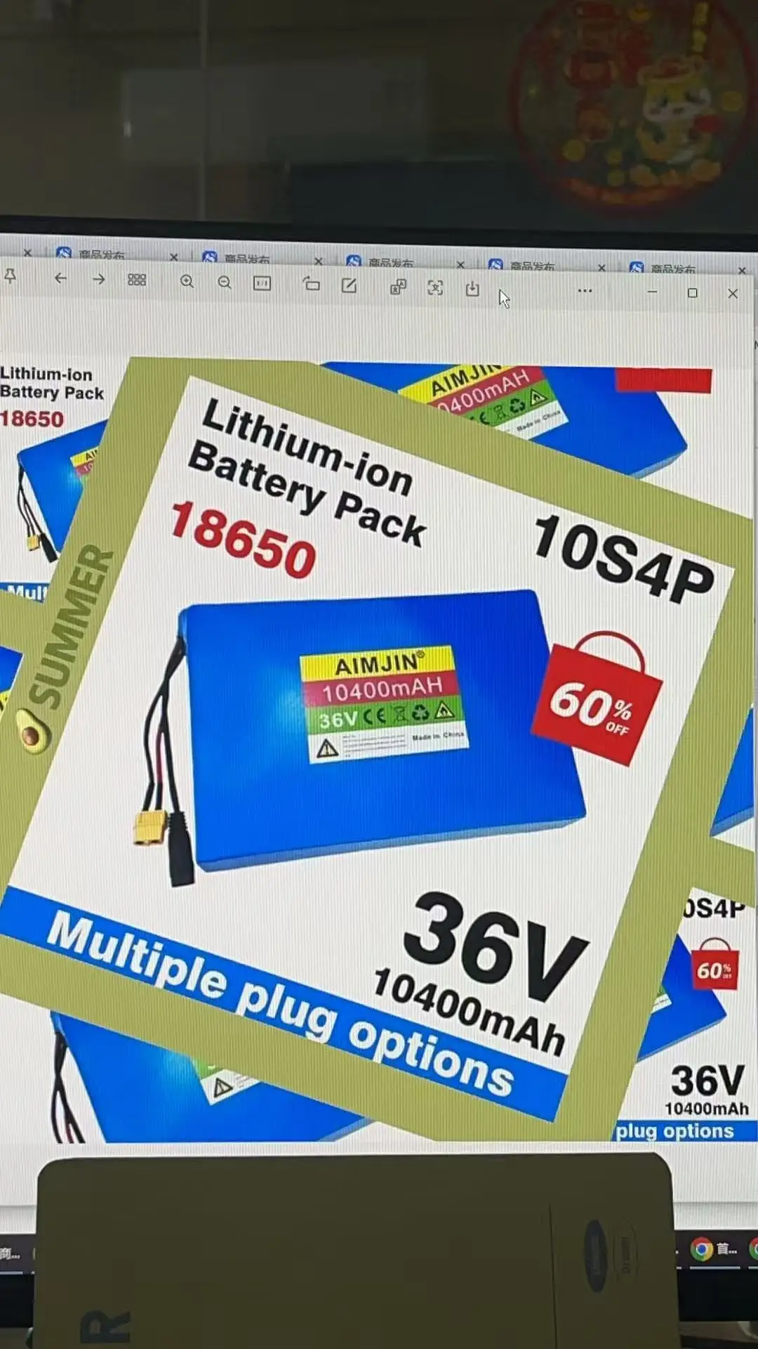 

100% New 10S4P 36V 10400mAh Lithium-ion Battery Pack Suitable for Bicycles, Cars, and Electric Scooters,with Built-in BMS