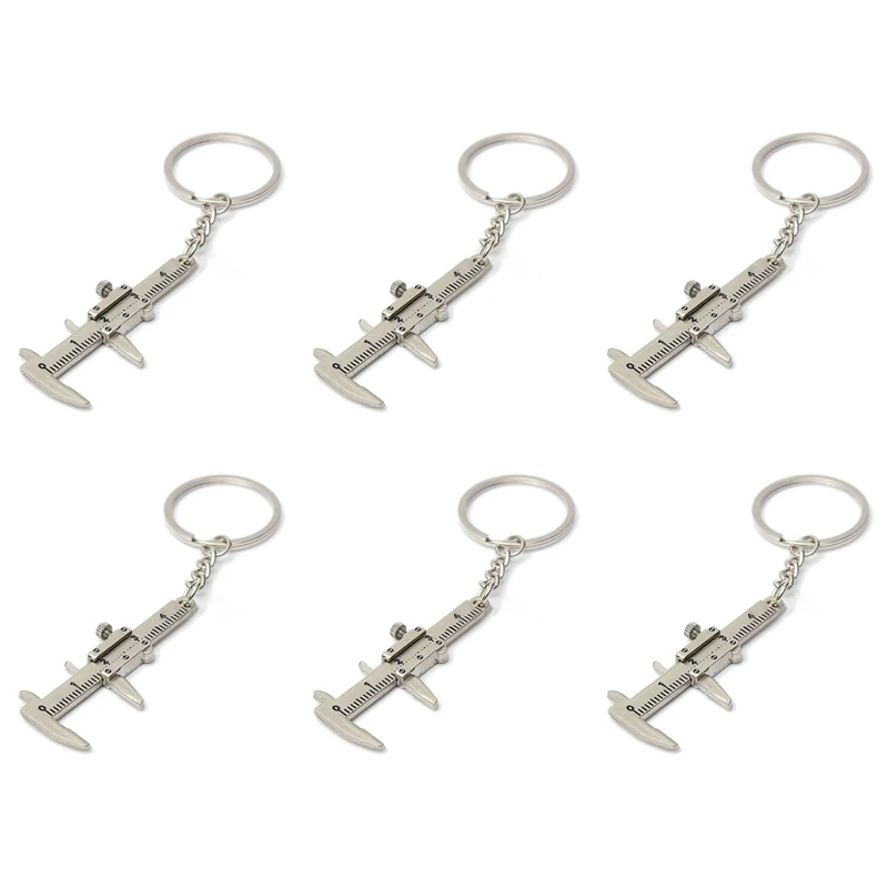 6X Useful Mini Vernier Caliper Tool Pendant Slider Slides Keyring Key Chain 10CM