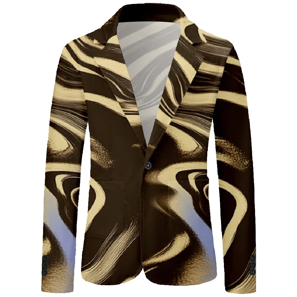 

Men Blazer Rural Terraces Print One Button Vintage Casual Coat Business Parties Nightclub Art Jacket Slim Fit Blazers Outfit
