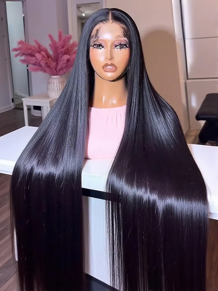 40 بوصة 220 الكثافة HD الدانتيل أمامي 13x6 خصلات الشعر المستعار الإنسان 13x4 مستقيم الدانتيل شعر مستعار أمامي شعر الطفل الطبيعي شعر مستعار مسبق القطع للنساء