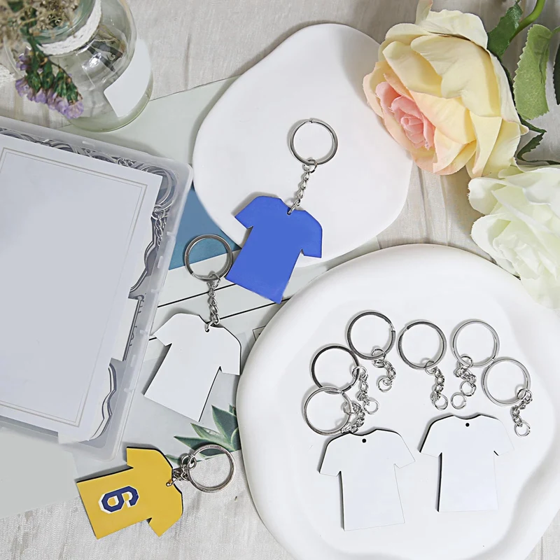 72Pcs Sublimation Keychain Blanks Bulk Kit - Sublimation Blanks Keychain Set With White Protective Film - MDF Sports Keychain