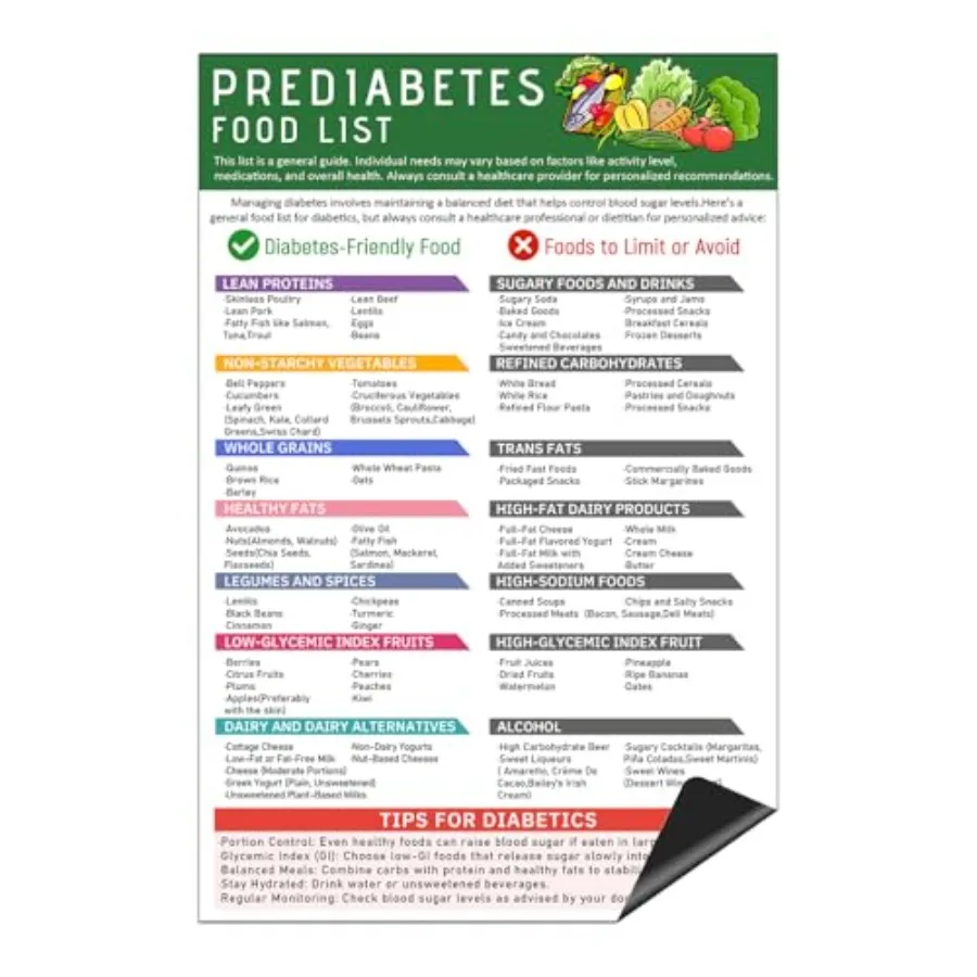 Magnetic Pre Diabetic Food ListDiabetes Diet Chart Healthy Grocery Low Carb Foods List for Pre Diabetes Low Sugar Food Meal Pla