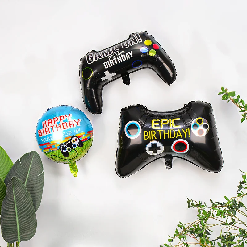1 шт., черные геймпада, фольгированные воздушные шары, контроллер видеоигр, надувной воздушный шар, детский подарок, игрушки, принадлежности для украшения дня рождения