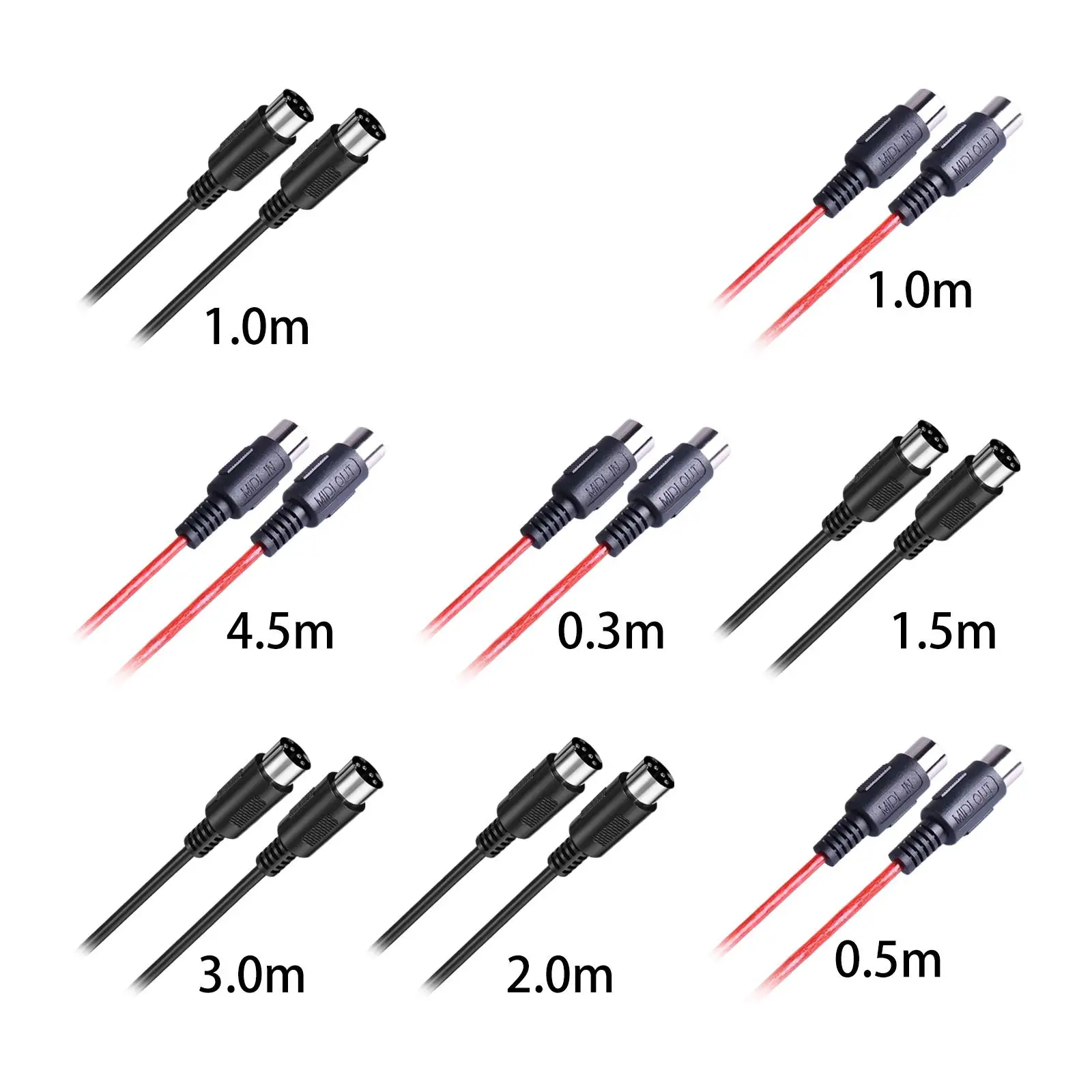 Cable MIDI de 5 pines, conector de audio y cable de extensión para procesadores de efectos de piano electrónico, mezcladores y amplificadores. Cable de alta calidad con núcleo de cobre.