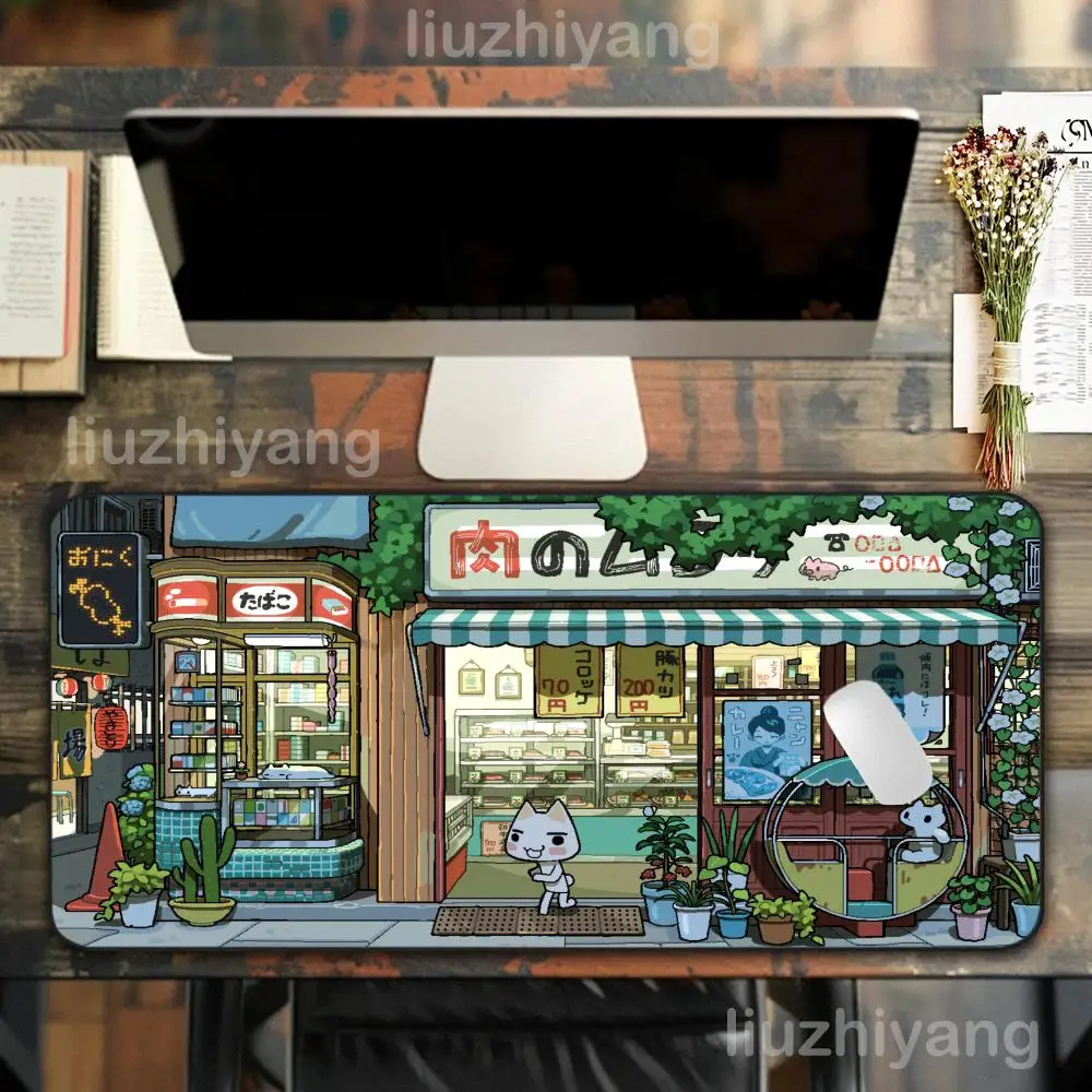 

Japanese Street Pixels Mouse Pad Large Computer Office Game Table Mat XXL Rubber Anti-slip Stitched Keyboard Mats Long Desk Pads