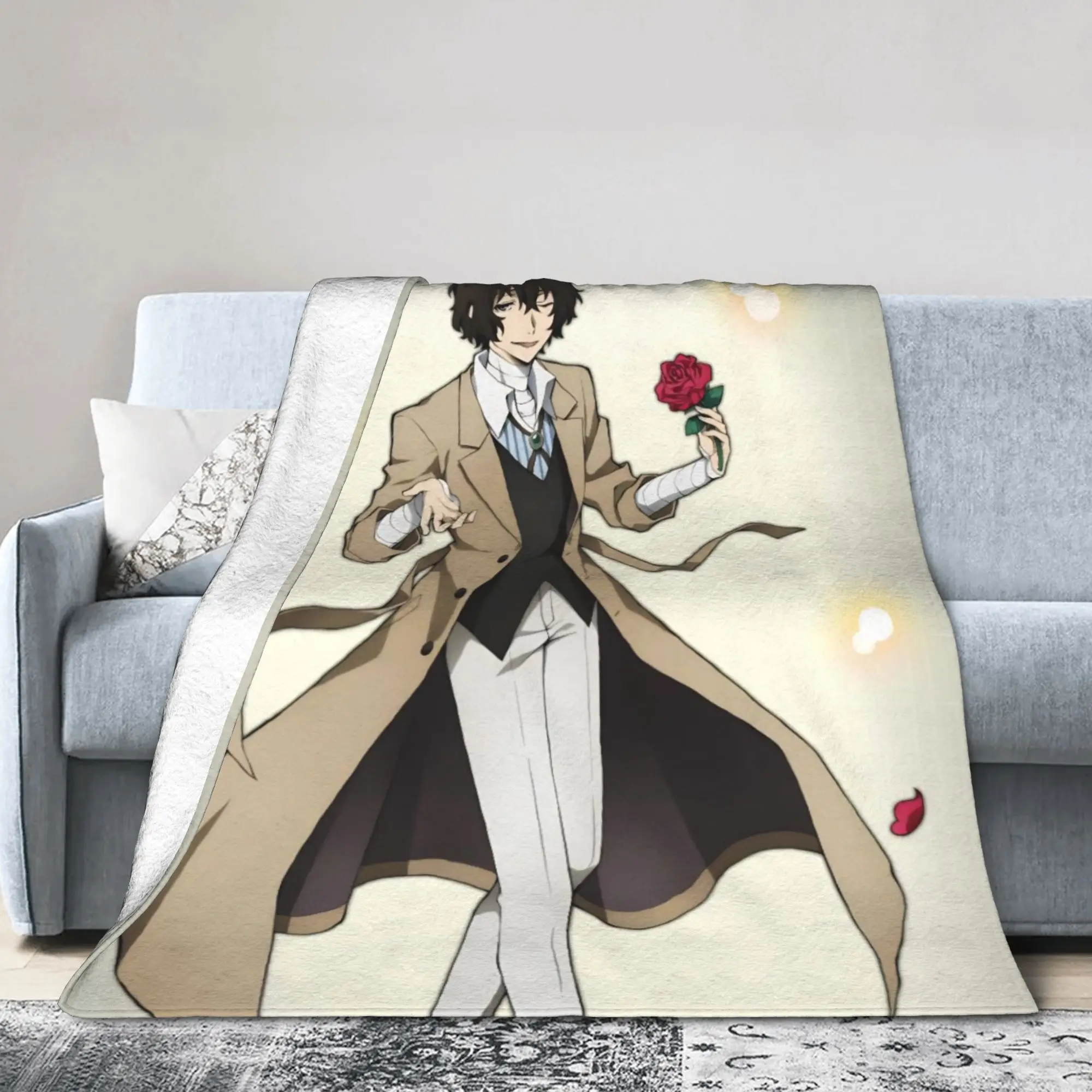 Dazai Bungo Stray Dogs Blankets Coral Fleece Plush Textile Decor  Portable Super Soft Throw Blanket for Bed Travel Rug Piece