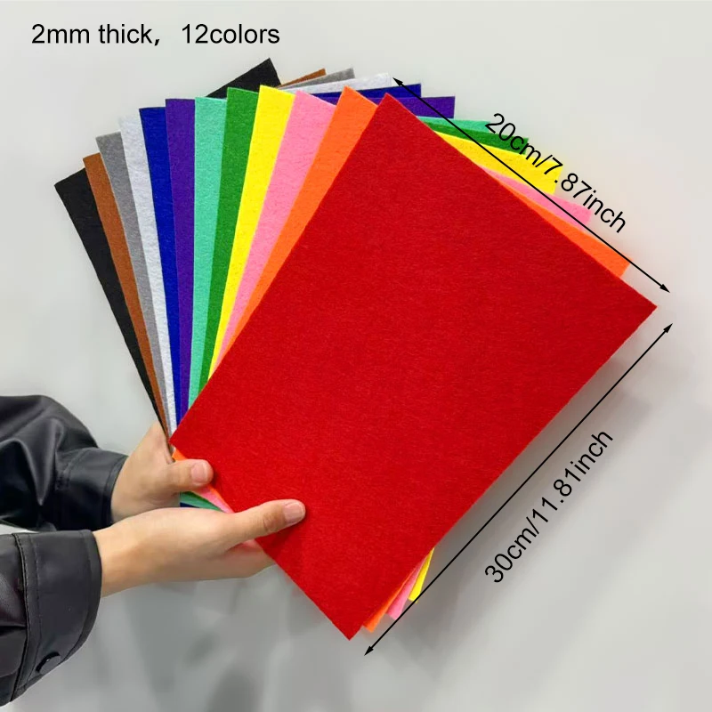 2mm Thick Soft Non-Woven Fabric Set With 12/24 Colors Felt Package DIY Cloth Handmade Non-Woven Fabric Combination DIY Fabric