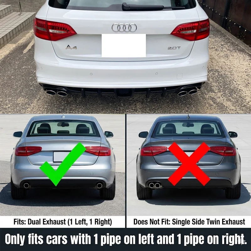 2pcs Quad Exhaust Tips for Audi A4 B8 A6 C7 C7.5 A5 Upgrade S4 S6 Style Stainless Steel Muffler Pipe Fits Stock 1 Left 1 Right